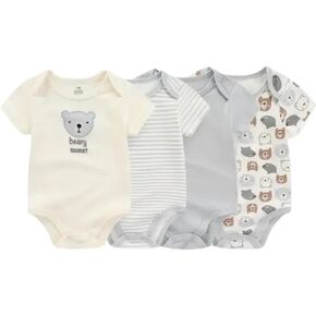Baby Boy Girl Short Sleeve Onesies Bodysuits WILD LITTLE ONE Animal Cartoon Print Cotton Streaks Multipiece Outfits