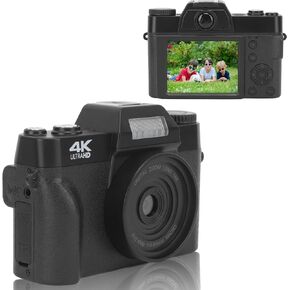 Digital Camera - 3-in-1 Fill Light Vlogging Camera with Microphone, Timed Shooting Photo Camera 48MP/4K HD/16x Digital Zoom/1500mAh