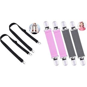 Wisdompro 4 Pcs Mitten Clip and 2 Pcs Mitten Strings for Kids, Toddlers, Adults, Bundle