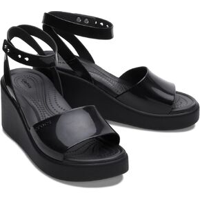 Crocs Women's Brooklyn Ankle Strap Wedges, Platform Sandals, Black/Black, 10