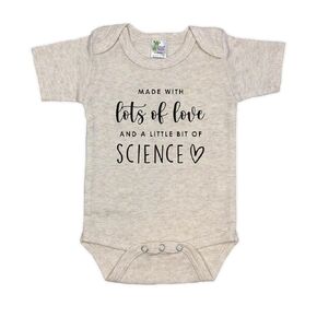 New Baby Reveal - IVF Pregnancy Announcement Infant Bodysuit - Surprise For Friends and Family - Made With Lots of Love and a Little Bit of Science (Natural)