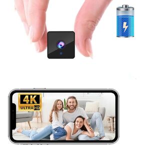 4K Wireless WiFi Camera,1800mAh Battery,Upgrade 4K Outdoor Camera,Wireless WiFi Nanny Cam Home Security Cameras Tiny Office Secret Spy Cams with 100 Days Standby AI Human Detection Auto Night Vision