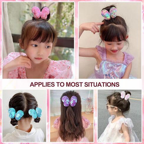 10 Pcs Glitter Butterfly Hair Ties for Girls Baby Toddler Cute Sequin Bow Hair Ties Elastic Rubber Hair Bands for Little Girls Multicolor Baby Hair Accessories for Girls Pijin-10 in Saudi Arabia