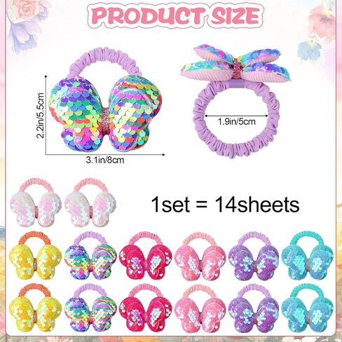 10 Pcs Glitter Butterfly Hair Ties for Girls Baby Toddler Cute Sequin Bow Hair Ties Elastic Rubber Hair Bands for Little Girls Multicolor Baby Hair Accessories for Girls Pijin-10 in Saudi Arabia