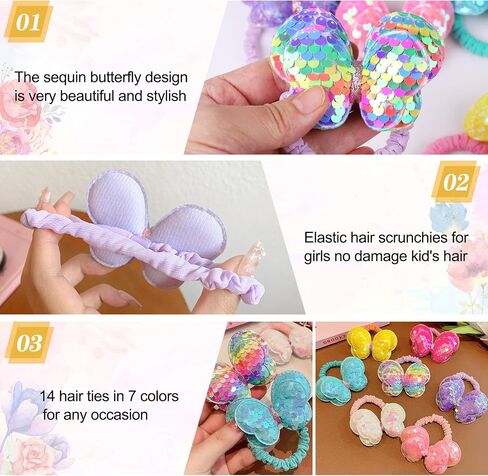 10 Pcs Glitter Butterfly Hair Ties for Girls Baby Toddler Cute Sequin Bow Hair Ties Elastic Rubber Hair Bands for Little Girls Multicolor Baby Hair Accessories for Girls Pijin-10 in Saudi Arabia