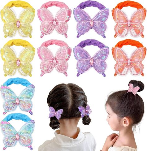 10 Pcs Glitter Butterfly Hair Ties for Girls Baby Toddler Cute Sequin Bow Hair Ties Elastic Rubber Hair Bands for Little Girls Multicolor Baby Hair Accessories for Girls Pijin-10 in Saudi Arabia
