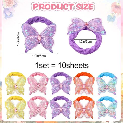 10 Pcs Glitter Butterfly Hair Ties for Girls Baby Toddler Cute Sequin Bow Hair Ties Elastic Rubber Hair Bands for Little Girls Multicolor Baby Hair Accessories for Girls Pijin-10 in Saudi Arabia