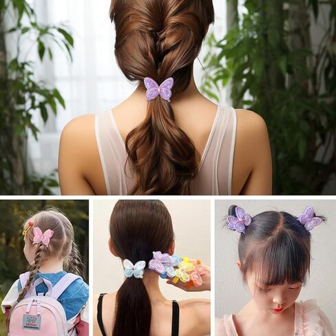10 Pcs Glitter Butterfly Hair Ties for Girls Baby Toddler Cute Sequin Bow Hair Ties Elastic Rubber Hair Bands for Little Girls Multicolor Baby Hair Accessories for Girls Pijin-10 in Saudi Arabia