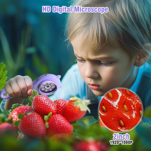 Kids Microscope Handheld Microscope for Kids,SETFLAGS Mini Digital Microscope for Kids,Educational Science Toys with 2 Inches 1080P Screen,Christmas Birthday Gifts for Age 3 4 5 6 7 8 Girls Boys in Saudi Arabia