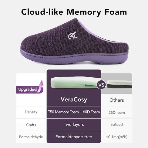 VeraCosy Women's Two-Tone Slippers Soft Comfy Knit Memory Foam Non-slip Indoor House Shoes in Saudi Arabia