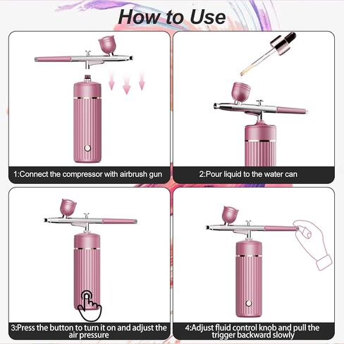 Airbrush-Kit Rechargeable Cordless Airbrush Compressor - Auto Handheld Airbrush Gun, Airbrush Set Portable Wireless Air Brush for Nail Art, Barber, Cake Decor, Makeup, Model Painting in Kuwait