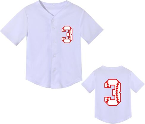 Mowbeat Toddler Baseball Jersey Kids 2 Year Old Birthday Shirt Boy 3rd 4th Birthday Party Short Sleeve Button T Shirts in Saudi Arabia