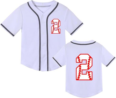 Mowbeat Toddler Baseball Jersey Kids 2 Year Old Birthday Shirt Boy 3rd 4th Birthday Party Short Sleeve Button T Shirts in Saudi Arabia