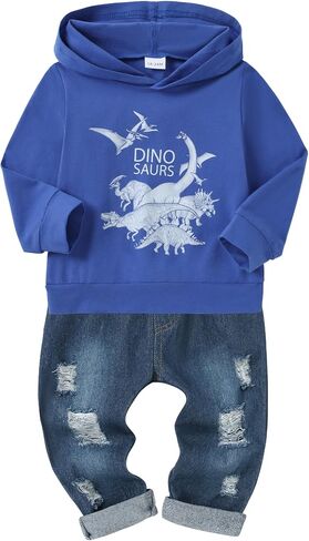 YUEMION Toddler Boy Clothes Long Sleeve Print Hoodies +Denim Pants 2Pcs Fall Winter Sweatshirt Baby Boy Outfits Set 1-6T in Saudi Arabia