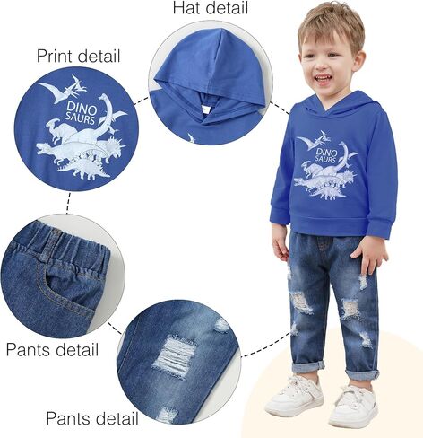 YUEMION Toddler Boy Clothes Long Sleeve Print Hoodies +Denim Pants 2Pcs Fall Winter Sweatshirt Baby Boy Outfits Set 1-6T in Saudi Arabia