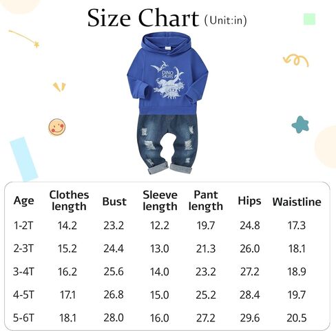 YUEMION Toddler Boy Clothes Long Sleeve Print Hoodies +Denim Pants 2Pcs Fall Winter Sweatshirt Baby Boy Outfits Set 1-6T in Saudi Arabia
