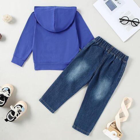 YUEMION Toddler Boy Clothes Long Sleeve Print Hoodies +Denim Pants 2Pcs Fall Winter Sweatshirt Baby Boy Outfits Set 1-6T in Saudi Arabia
