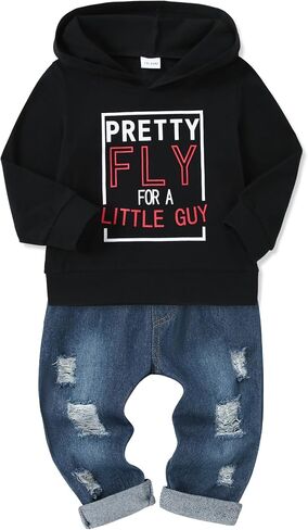 YUEMION Toddler Boy Clothes Long Sleeve Print Hoodies +Denim Pants 2Pcs Fall Winter Sweatshirt Baby Boy Outfits Set 1-6T in Saudi Arabia