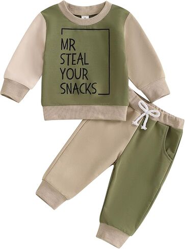 Toddler Baby Boy Fall Outfit Long Sleeve Letter Print Sweatshirt Tops Pants Jogger Cute Infant Newborn Clolthes Set in Saudi Arabia