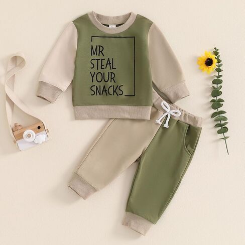 Toddler Baby Boy Fall Outfit Long Sleeve Letter Print Sweatshirt Tops Pants Jogger Cute Infant Newborn Clolthes Set in Saudi Arabia