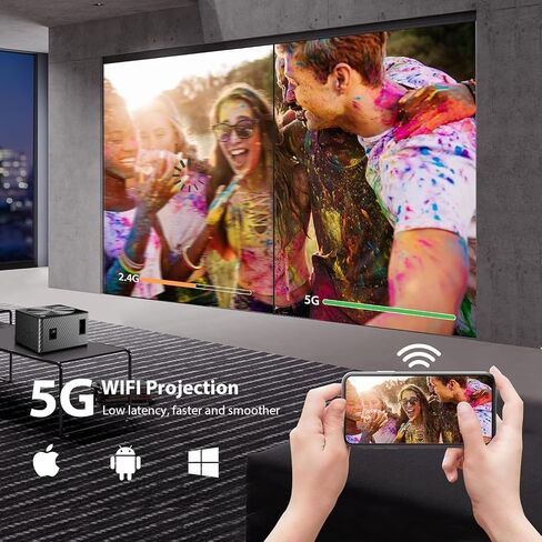 [Electric Focus]OTOUCH Projector Native 1080P 26000LM 5G WiFi Bluetooth Projector 4K Support 4P Keystone/Phone Mirror/Dual HiFi Speakers/BT Remote/Zoom for Phone PC TV Stick Switch 2024 New in Saudi Arabia