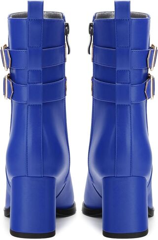 Womens Chunky High Heel Boots - Zip Up, Square Toe, Ankle Booties,Simple Classic Mid Heel Shoes for Women2.5in in Saudi Arabia