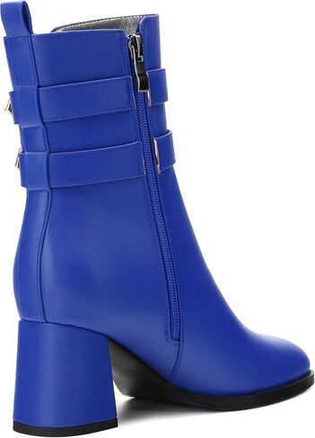 Womens Chunky High Heel Boots - Zip Up, Square Toe, Ankle Booties,Simple Classic Mid Heel Shoes for Women2.5in in Saudi Arabia