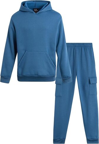 Little Boys' Fleece Jogger Set - 2 Piece Basic Solid Pullover Hoodie and Cargo Jogger Sweatpants (Size: 2T-7) in Kuwait
