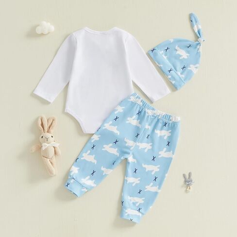 My First Easter Baby Boy Girl Outfit Rabbit Romper Bunny Carrot Pants Newborn Fall Winter Clothes Hat Set in Saudi Arabia