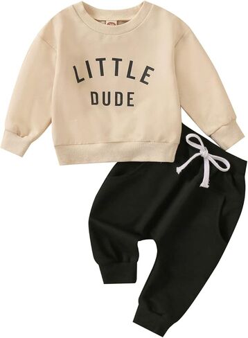 Toddler Baby Boy Clothes Crewneck Letter Print Shirt Long Sleeve Sweatshirt Pants Cute Fall Winter Outfits in Saudi Arabia