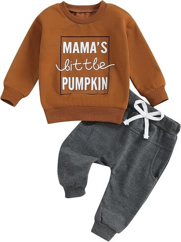 Toddler Baby Boy Clothes Crewneck Letter Print Shirt Long Sleeve Sweatshirt Pants Cute Fall Winter Outfits in Saudi Arabia