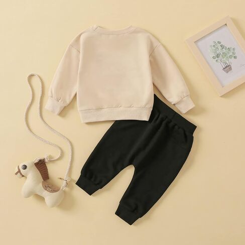 Toddler Baby Boy Clothes Crewneck Letter Print Shirt Long Sleeve Sweatshirt Pants Cute Fall Winter Outfits in Saudi Arabia
