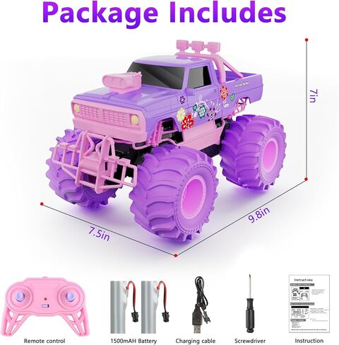 MUYOLO Remote Control Shark Truck, 1:16 Rc Monster Car with 2 Batteries 2.4GHz 4WD Off-Rock All Terrain Waterproof Amphibious Toys, for Christmas Birthday Gifts Presents Kids Boys Girls Ages 6+ in Saudi Arabia