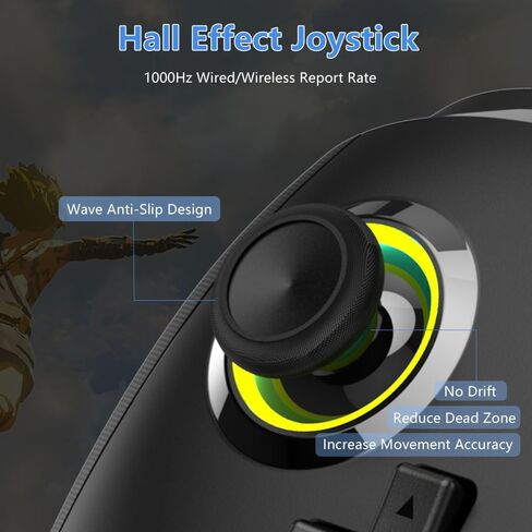 جهاز التحكم PlayHard Switch Pro لجهاز Nintendo Switch/PC/iOS/Android، لاسلكي، عصا التحكم بتأثير Hall، Turbo، جيروسكوبي 6 محاور، قابل للبرمجة، ضوء LED، اهتزاز مزدوج، مفتاح ABXY in Saudi Arabia