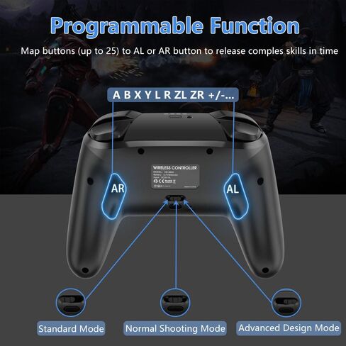 جهاز التحكم PlayHard Switch Pro لجهاز Nintendo Switch/PC/iOS/Android، لاسلكي، عصا التحكم بتأثير Hall، Turbo، جيروسكوبي 6 محاور، قابل للبرمجة، ضوء LED، اهتزاز مزدوج، مفتاح ABXY in Saudi Arabia