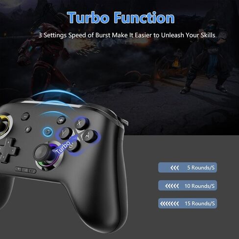 جهاز التحكم PlayHard Switch Pro لجهاز Nintendo Switch/PC/iOS/Android، لاسلكي، عصا التحكم بتأثير Hall، Turbo، جيروسكوبي 6 محاور، قابل للبرمجة، ضوء LED، اهتزاز مزدوج، مفتاح ABXY in Saudi Arabia