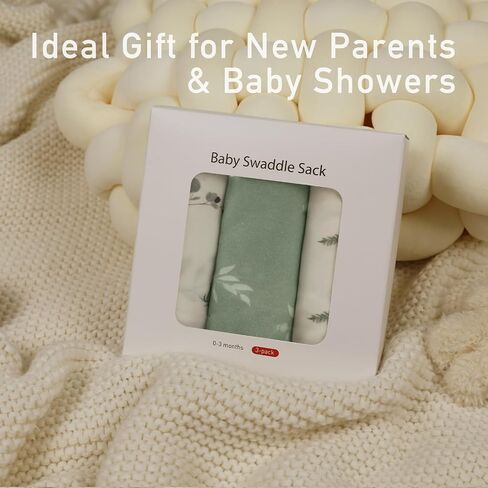 Baby Swaddle Sleep Sack 3 Pack, Organic Cotton Baby Swaddle Wrap 0-3 Months | Soft Breathable Organic Muslin Cotton, Adjustable Wing Design, Secure Swaddle Fit Newborn Sleep Essential, Flowers & Rabbits in Saudi Arabia