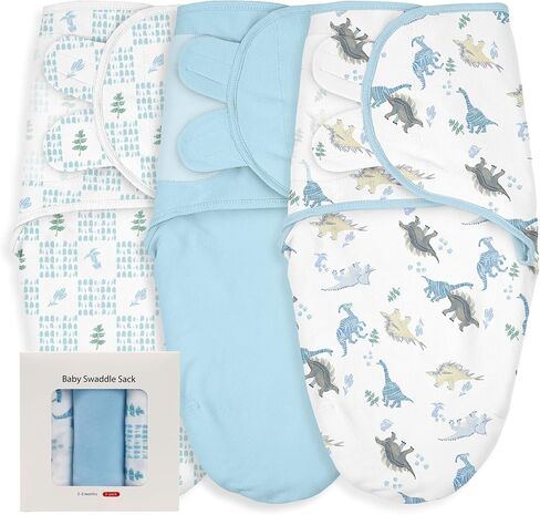 Baby Swaddle Sleep Sack 3 Pack, Organic Cotton Baby Swaddle Wrap 0-3 Months | Soft Breathable Organic Muslin Cotton, Adjustable Wing Design, Secure Swaddle Fit Newborn Sleep Essential, Flowers & Rabbits in Saudi Arabia