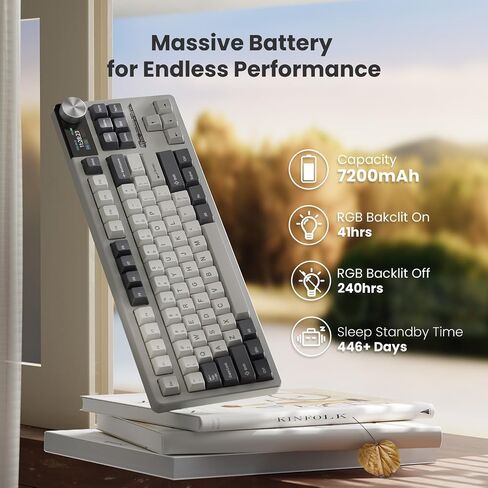 RK ROYAL KLUDGE S85 Wireless Mechanical Keyboard, TKL Keyboard with Display & Ratchet Knob, Triple-Mode Bluetooth/2.4GHz/USB-C, Custom Tactile Silent Switches, 7200mAh Battery, Hot Swappable, 85 Keys in Saudi Arabia
