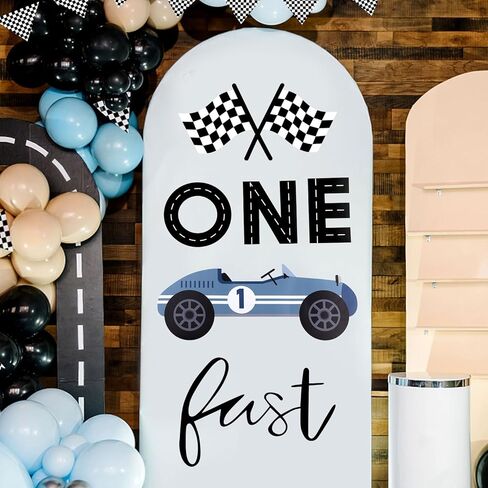 Fast One Backdrop Decal, Fast One Birthday Decal Black & White Race Car Wall Decal Race Car 1st Birthday Party Decorations for Boys Baby Arch Decal for Backdrop in Saudi Arabia