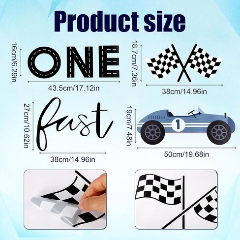 Fast One Backdrop Decal, Fast One Birthday Decal Black & White Race Car Wall Decal Race Car 1st Birthday Party Decorations for Boys Baby Arch Decal for Backdrop in Saudi Arabia