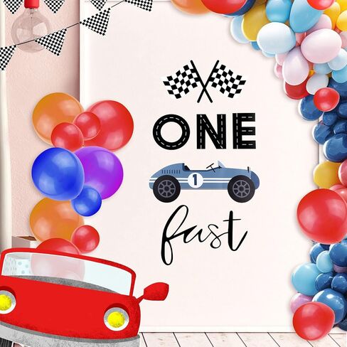 Fast One Backdrop Decal, Fast One Birthday Decal Black & White Race Car Wall Decal Race Car 1st Birthday Party Decorations for Boys Baby Arch Decal for Backdrop in Saudi Arabia