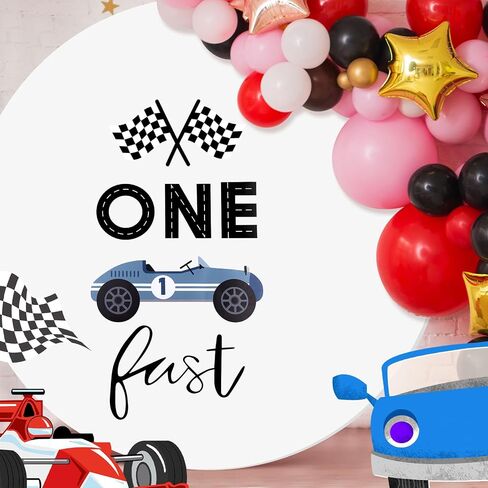 Fast One Backdrop Decal, Fast One Birthday Decal Black & White Race Car Wall Decal Race Car 1st Birthday Party Decorations for Boys Baby Arch Decal for Backdrop in Saudi Arabia