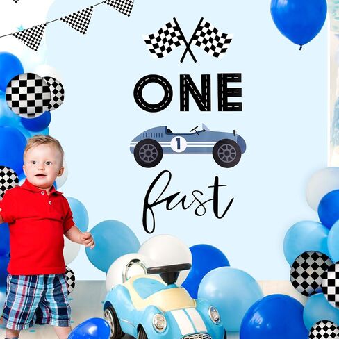 Fast One Backdrop Decal, Fast One Birthday Decal Black & White Race Car Wall Decal Race Car 1st Birthday Party Decorations for Boys Baby Arch Decal for Backdrop in Saudi Arabia