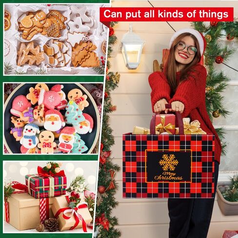 DULEFUN 8pcs Christmas Tote Bags, Christmas Gift Bags Non-Woven Reusable Treat Bags Shopping Wrapping Bags for Christmas Holiday Party Favors Supplies in Kuwait