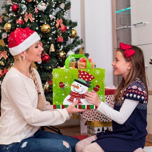 DULEFUN 8pcs Christmas Tote Bags, Christmas Gift Bags Non-Woven Reusable Treat Bags Shopping Wrapping Bags for Christmas Holiday Party Favors Supplies in Kuwait