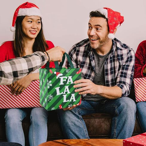 DULEFUN 8pcs Christmas Tote Bags, Christmas Gift Bags Non-Woven Reusable Treat Bags Shopping Wrapping Bags for Christmas Holiday Party Favors Supplies in Kuwait