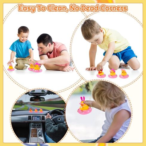 زينة على شكل بطة مطاطية للسيارة، زينة على شكل بطة رعاة البقر، لوحة قيادة السيارة مع إكسسوارات، قبعة صغيرة، قلادة، نظارات شمسية (وردي) in Kuwait