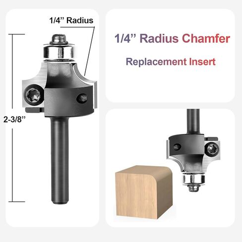 SpeTool 1/4" لقمة توجيه نصف قطرها مع محمل، إدراج كربيد قابل للاستبدال مستدير فوق لقم التوجيه 1/4 شانك CNC لقم التوجيه للزاوية الخشبية وحافة التقريب لتشكيل أداة النجارة in Kuwait