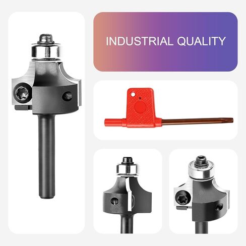 SpeTool 1/4" لقمة توجيه نصف قطرها مع محمل، إدراج كربيد قابل للاستبدال مستدير فوق لقم التوجيه 1/4 شانك CNC لقم التوجيه للزاوية الخشبية وحافة التقريب لتشكيل أداة النجارة in Kuwait